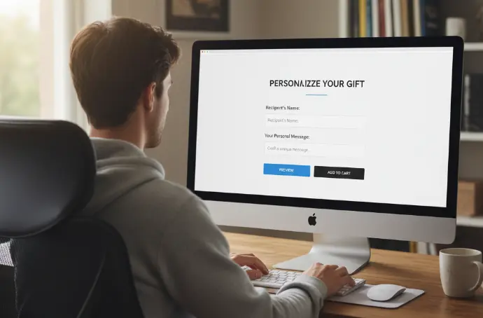 Submit your personal message Person behind computer entering a personal message