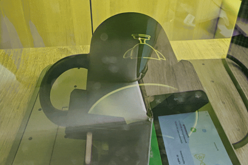 Laser engraving in action Laser engraving of Mug